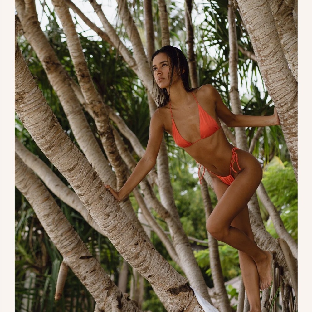 Gooseberry Seaside Halterneck Triangle Coral Bikini Top